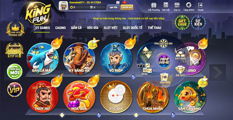 Kingfun là một cổng game đổi thưởng cung cấp game hấp dẫn